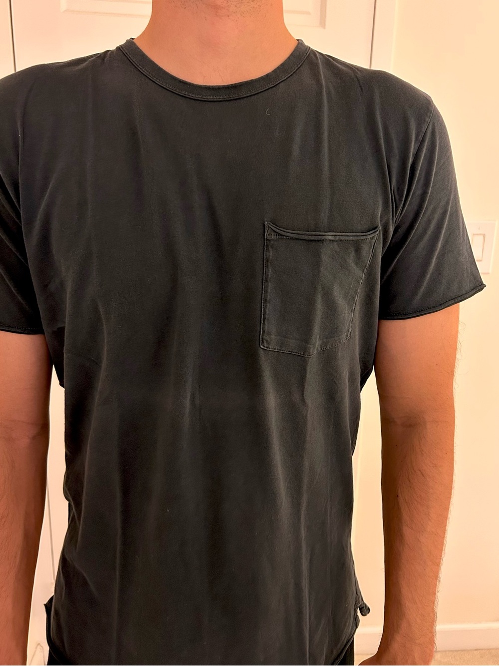 rag & bone Men's Navy Blue/Gray Crewneck Pocket Tee